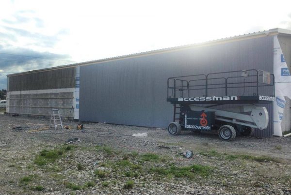 H3 Construction working on a rural shed reclad in Canterbury