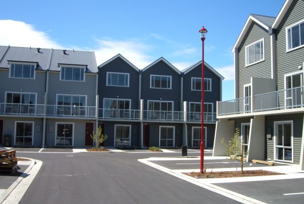 Our team working on the Poulson St 3 Story Units, a commercial construction project in Christchurch